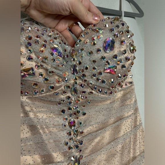 L’Mode Bridal Champagne Sparkly Rhinestone Prom Homecoming Dress Small - Picture 5 of 15